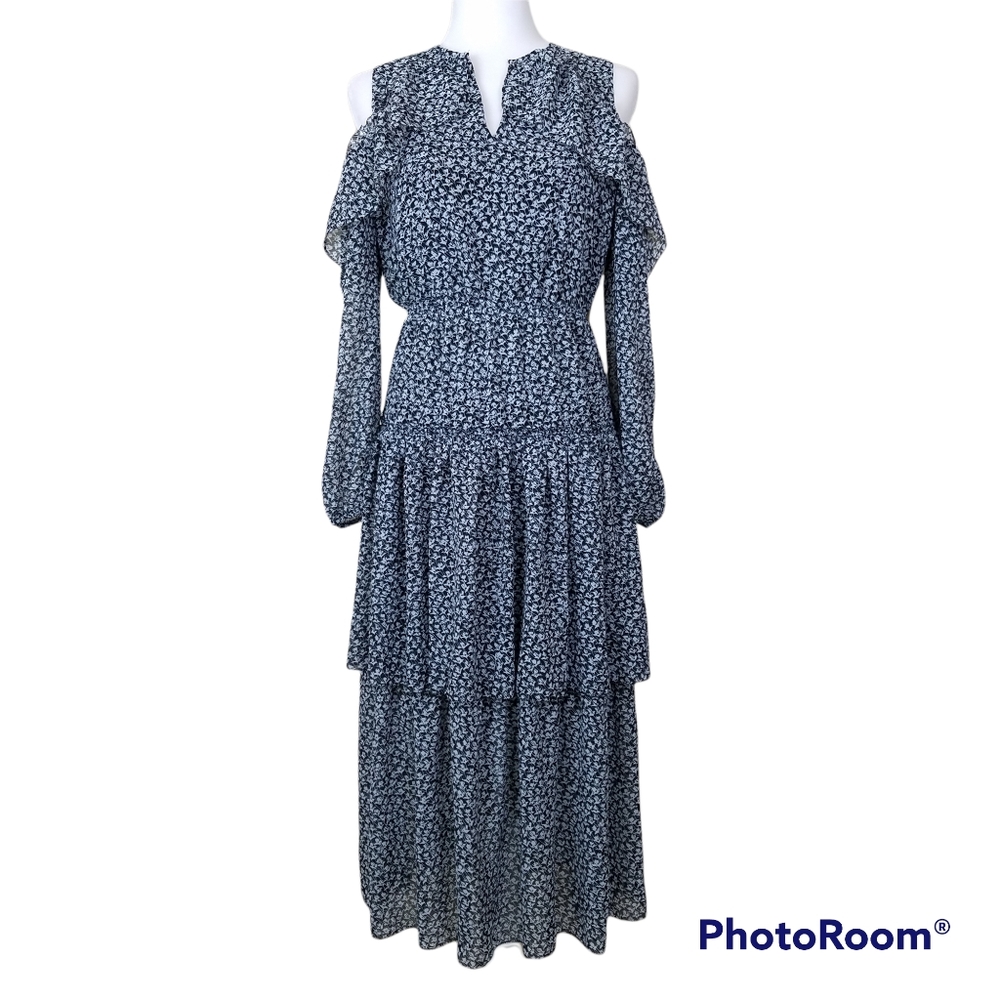 NWT Maison Jules Floral Cold Shoulder Tiered Maxi Dress Sz S